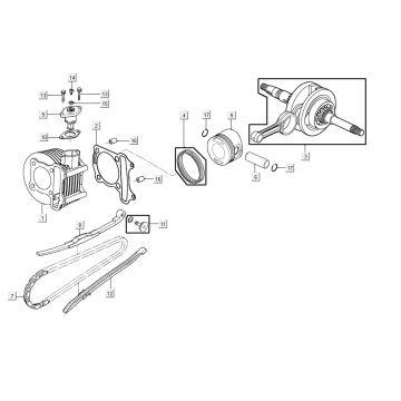 Cilindro - Albero motore Agility 16"+ 125 4T AC metallizzato opaco argento