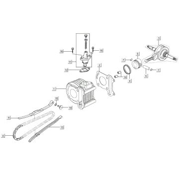 Cilindro - Albero motore Kymco Agility 16'+ 4 tempi nero lucido