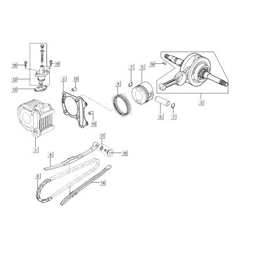 Cilindro - Albero motore Kymco City 12" 50 4T AC nero