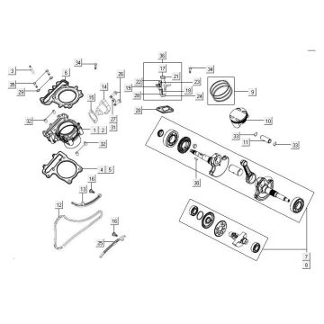 Cilindro - Pistone - Albero motore Kymco MXU 50 2T AC