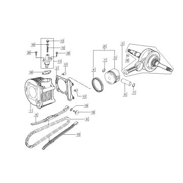 Cilindro - Pistone - Albero motore Kymco New Dink 4 tempi deep ocean blue