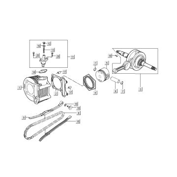 Cilindro - Pistone - Albero motore Kymco People S 50 4 tempi Elegance marrone