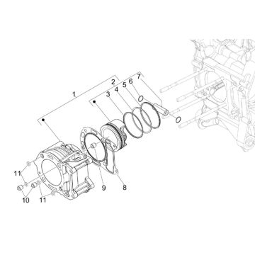 Cilindro - Pistone Piaggio MP3 300 ie LT Business - Sport (con e senza ABS) 2016-2018