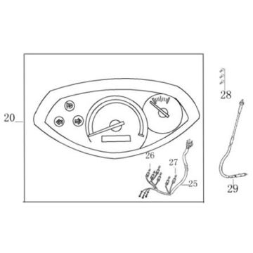 Contachilometri - Cockpit - Cavo tachimetro Benzhou YY80T-18 YY50QT (-18) rosso