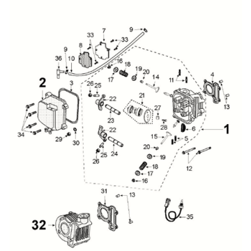 Cilindro - Testata cilindro - Albero a camme Peugeot Kisbee 50 4T AC Euro 5