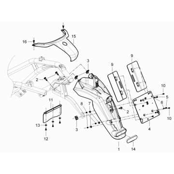 Parafango posteriore Piaggio Beverly 125 RST 4V Euro 3 2010-2015