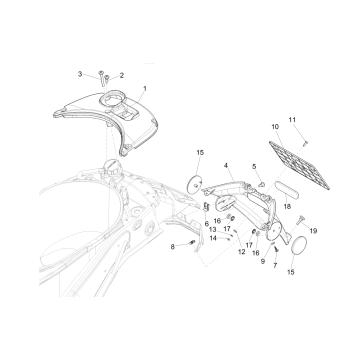 Parafango posteriore - Copriserbatoio benzina Vespa Sprint 50 4 tempi IGET 3V Euro 5
