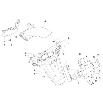 Parafango posteriore Piaggio MP3 300 ie LT Business - Sport (con e senza ABS) 2016-2018
