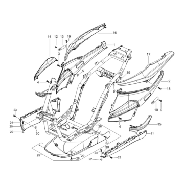 Carene laterali Piaggio NRG Power DD 50 2T LC 2007-2017 nero lucido 94/A