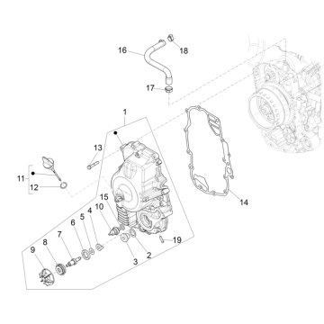 Pompa Acqua - Filtro Olio Piaggio MP3 350 Maxi Sport ABS Euro 4 2018-2020