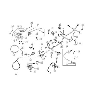 Cablaggio elettrico - Blocchetto di accensione - Parti elettriche Kymco New Dink 4-stroke deep ocean blue