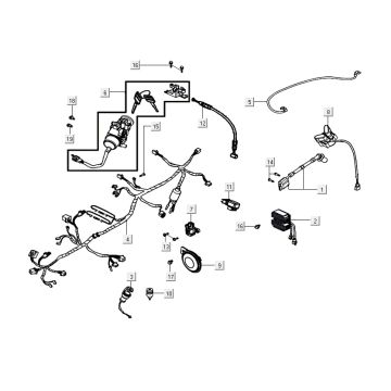 Cablaggio - Interruttore di accensione - Regolatore di tensione Agility 16+ 200i Argento metallizzato opaco