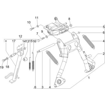 Cavalletto centrale Vespa LXV 50 2 tempi