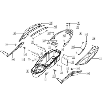 Carene posteriore Kymco New Downtown 125i 4T LC ABS