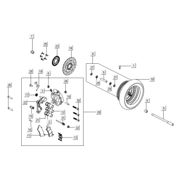Ruota anteriore - Pinza - Pastiglie - Disco freno Kymco New Downtown 350i ABS
