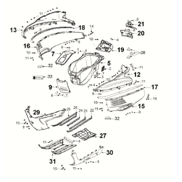 Fairing box Peugeot Django 125 EFI E5 2021-2022 DEEP OCEAN/ MAD GREY (S5)