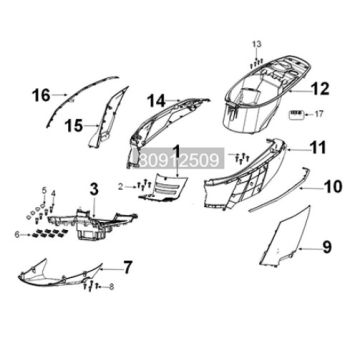 Fairing box (rear) Peugeot Tweet 125i E5 FL 2023-2025 BLACK (M7)