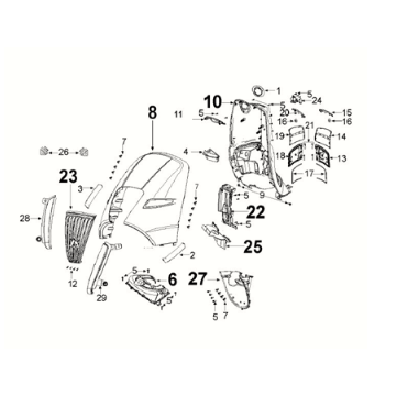 Fairing front Peugeot Django 125 EFI E5 2021-2022 DEEP OCEAN BLUE/ MAD GREY (S5)