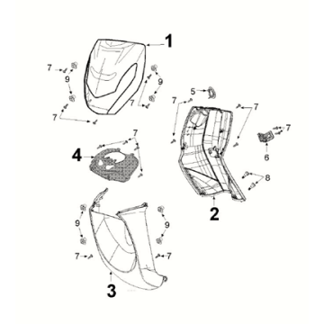Carene laterali - Vano casco - Pedana  Peugeot Kisbee 50 4T AC Euro 5 bianco ghiaccio (F8)
