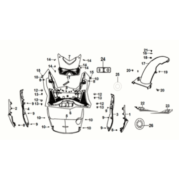 Floor panel - center cover Sym Jet 14 125I LC E5 2021-2024 GRAY (GY-430C)