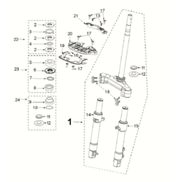 Fork steering Peugeot Django 125 EFI E5 2021-2022