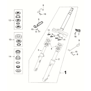 Forcella anteriore - Cuffie Peugeot Kisbee 4 tempi Euro 5