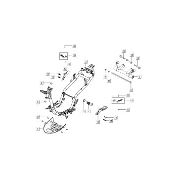 Telaio - Sospensione motore - Pedane Kymco Super8 50 4 tempi 2009 → nere