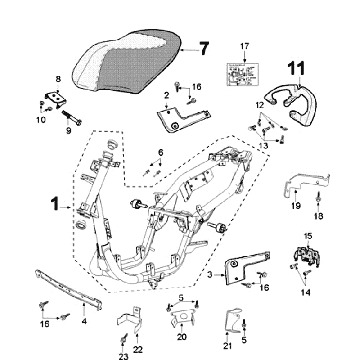 Telaio - Sella Peugeot New Vivacity 4 tempi blu