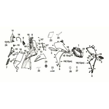 Coperchio anteriore - Protezione per le gambe - Indicatori anteriori Sym Jet 14 50i Euro 5