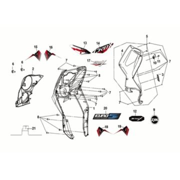 Front cover - front inner box Sym Crox 50 E5 BLACK/BLACK (BK-007U)