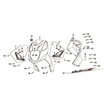 Front cover front inner box Sym Orbit II 125i E4 WHITE (WH-8018P)
