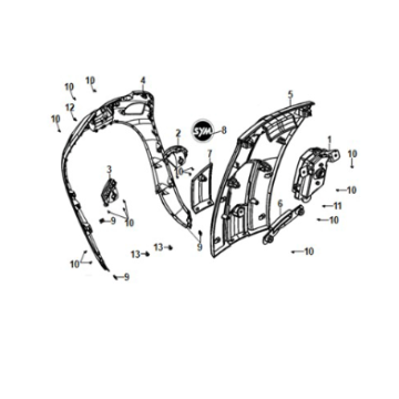 Coperchio anteriore Sym E-Fiddle nero opaco (BK007U)