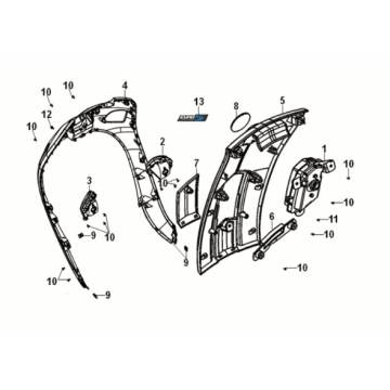 Coperchio anteriore Sym Fiddle IV 50 E5 bianco (WH-8028P)