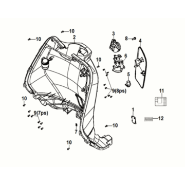Coperchio interno anteriore Sym Fiddle IV 50 E5 Matt Indigo (BUP-275U)