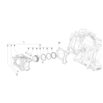 Cilindro - Pistone Vespa GTS 125 IE ABS Euro 4 2019