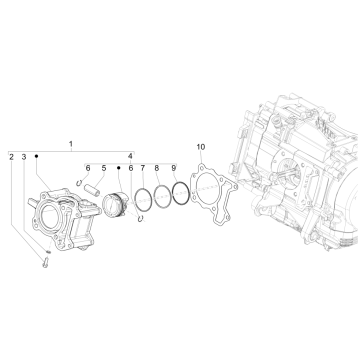 Cilindro - Pistone Vespa GTS 125 IE ABS Euro 5 2021