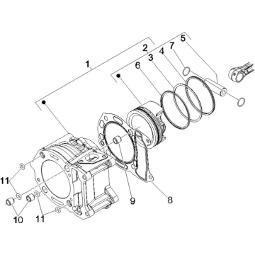 Cilindro - Pistone Vespa GTS 250 ie 2005-2009 (con ABS)