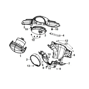 Coperchio maniglia - faro anteriore Sym E-Fiddle Slate Blue (GY7547UL)