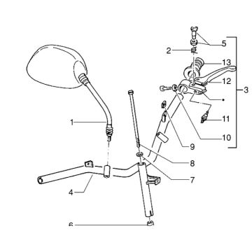 Leva freno sinistra - Volante - Specchio Piaggio Zip RST 50 2 tempi AC