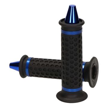 Manopole Point Grips, fondello in alluminio nero-blu, a forma di cono