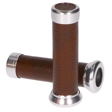 Manopole retrò in pelle marrone scuro