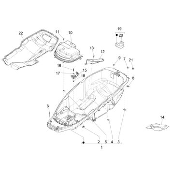 Scatola porta casco Piaggio MP3 300 ie LT Business - Sport (con e senza ABS) 2016-2018