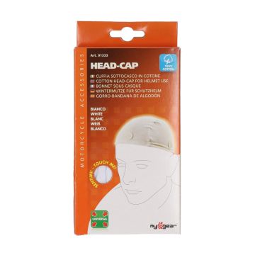 Cappello da casco in cotone lampa bianco con imbottiture antiscivolo