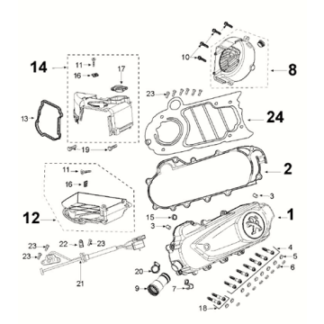 Coperchio carter - Convogliatori di raffreddamento Peugeot Kisbee 50 4T AC Euro 5