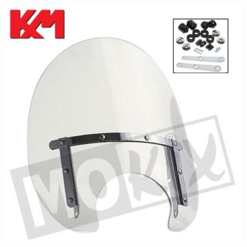 Parabrezza medio trasparente con kit di montaggio universale per fari tondi, altezza 60 cm