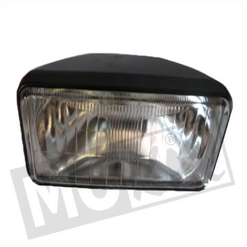 Faro rettangolare universale 160mm BA20D Guia nero/trasparente