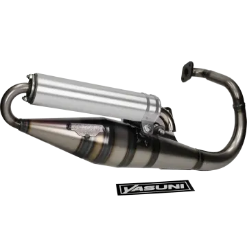 Marmitta -Yasuni Z-blank/alluminio Peugeot vertical 50 2 tempi Speedfight 1-2/X-Fight/Vivacity <-2008/Trekker/Squab/Speedake/Metal-X/Looxor/Elystar/Buxy/Elyseo tub1001