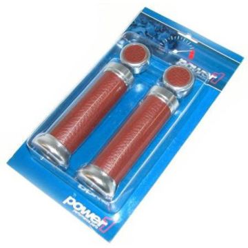 Set di maniglie medie in alluminio color cognac dall'aspetto retrò