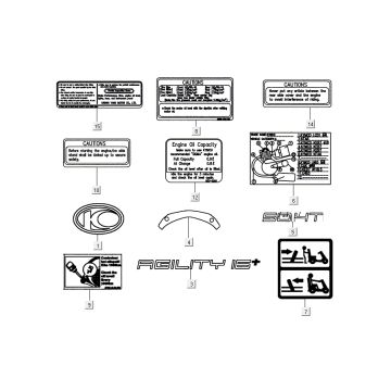Emblemi - Adesivi Kymco Agility 16'+ 4 tempi argento metallizzato opaco