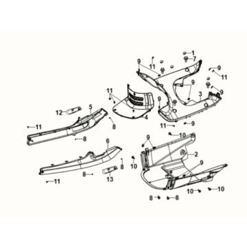 Inner fender - floor panel - center c. Sym Fiddle IV 125i LC ABS E5 2020-2021 BLACK (BK-7C)